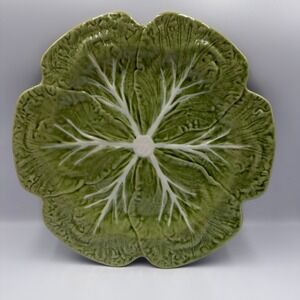 Bordallo Pinheiro Cabbage Leaf Dinner Plate Green Vintage Portugal Ceramic 10in